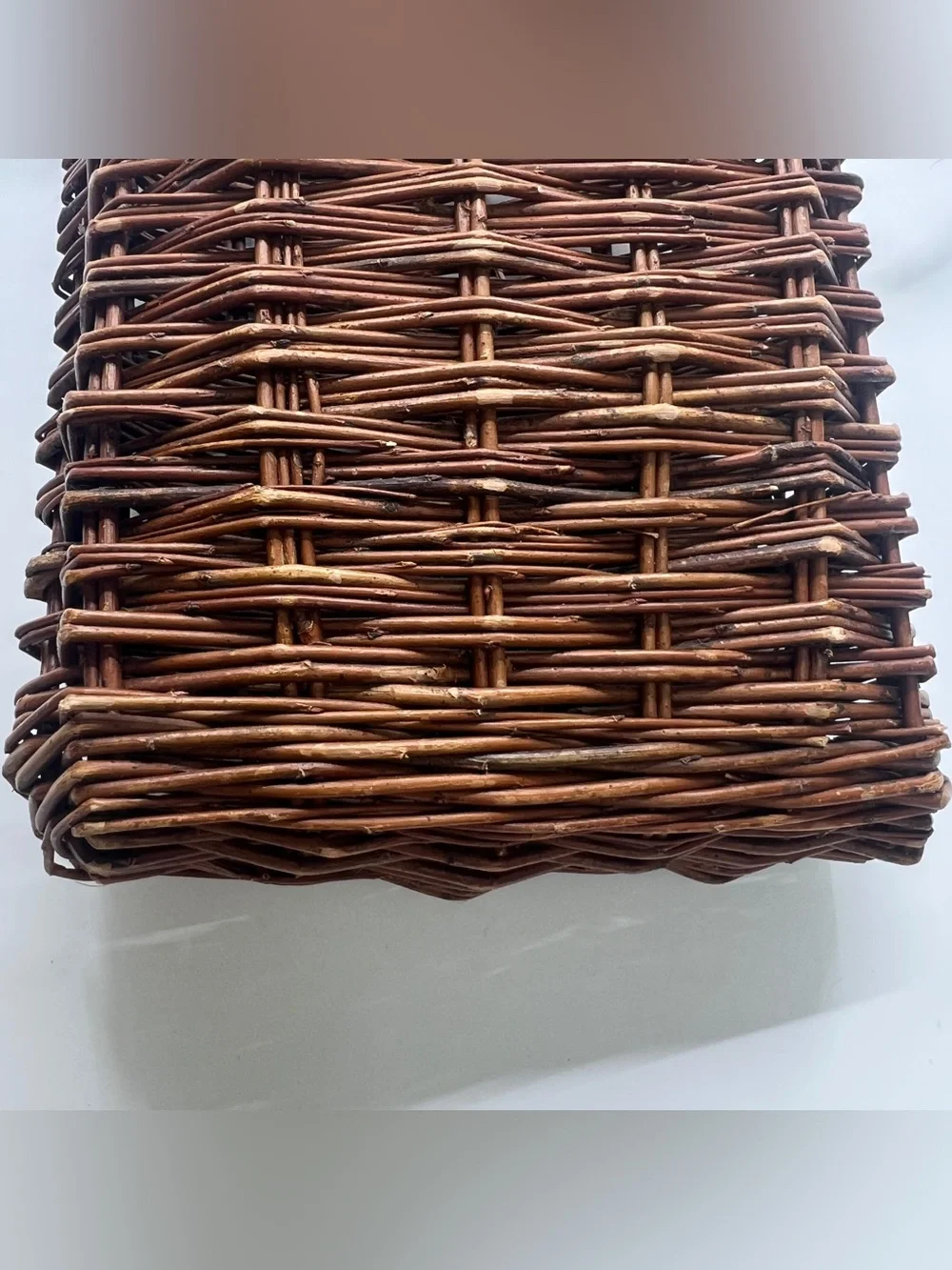 Brown Wicker Woven door basket outdoors bag purse with rope handle